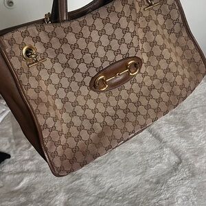 Gucci Brown and Tan Monogram Tote